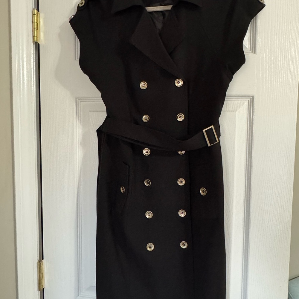 Calvin Klein Black Double-Breasted Midi Dress NWT